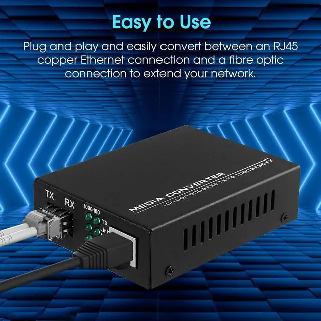 Alt view image 2 of 5 - 2-Pack Fiber to Ethernet Media Converter with Gigabit Multi-Mode SFP LC Module, 1.25G SFP to 10/100/1000M RJ45, MMF, 850nm, up to 550m (1804 ft)