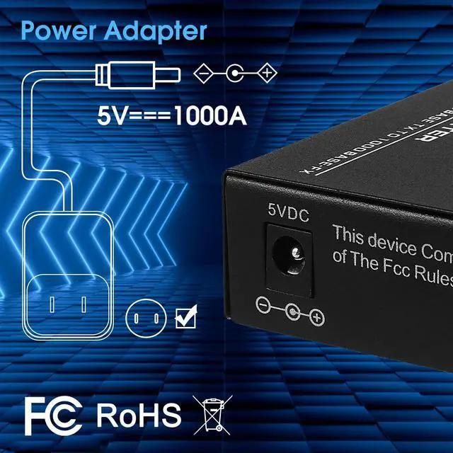Alt view image 3 of 5 - 2-Pack Fiber to Ethernet Media Converter with Gigabit Multi-Mode SFP LC Module, 1.25G SFP to 10/100/1000M RJ45, MMF, 850nm, up to 550m (1804 ft)
