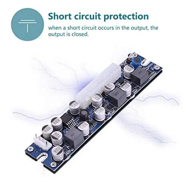 Alt view image 3 of 5 - Mini ITX DC Power Supply, 350W Silent Fanless Pico PSU with Overvoltage Protection for Small Form Factor PC Builds