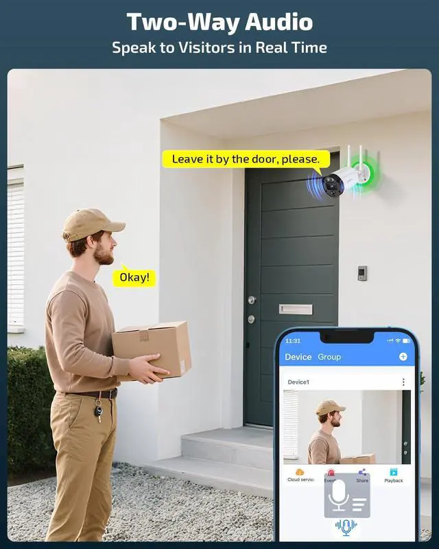 Alt view image 3 of 5 - OHWOAI 4K Ultra HD & 130Wide AngleOutdoor Wireless Expansion Camera for Security Systems, Home WiFi Video IP Surveillance Cameras