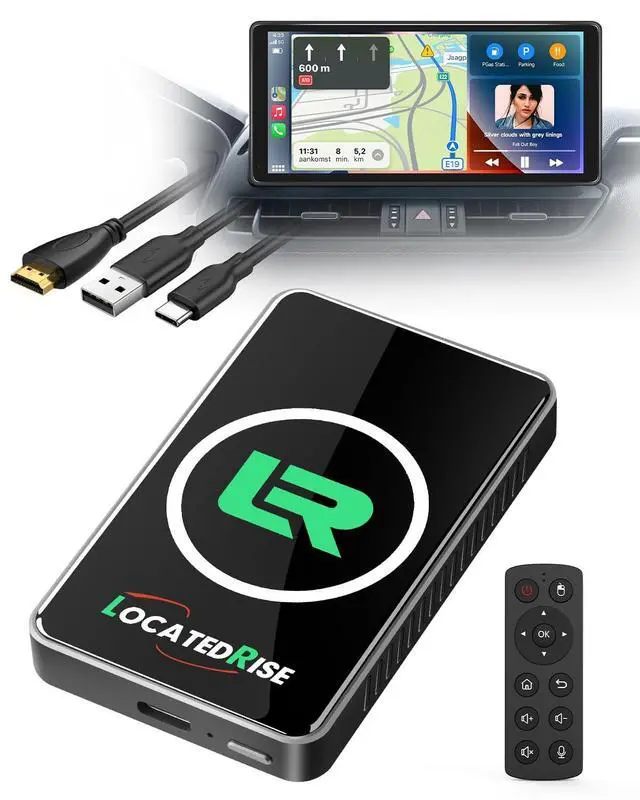 Main image of Locatedrise 2026 Wireless CarPlay Adapter & Android Auto Wireless AdapterMagic Box Upgrade Edition (Built-in Cooling Fan), Stream Netflix, YouTube, for Cars with OEM Wired CarPlay/Androi