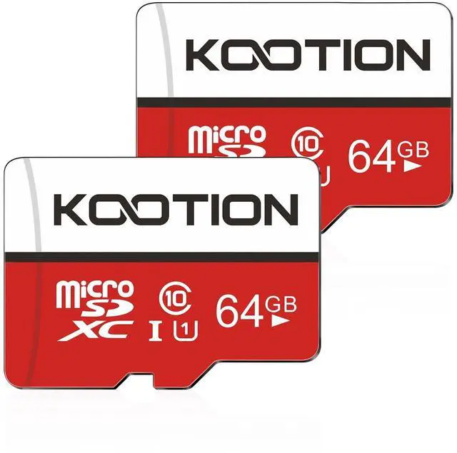 Main image of KOOTION 64GB Micro SD Card 2 Pack, Micro SDXC Memory Card Class 10 Micro SD Cards UHS-I, C10, U1, High Speed TF Flash Card with Adapter
