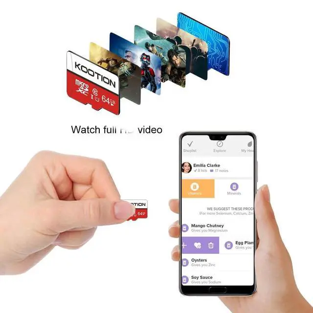Alt view image 3 of 5 - KOOTION 64GB Micro SD Card 2 Pack, Micro SDXC Memory Card Class 10 Micro SD Cards UHS-I, C10, U1, High Speed TF Flash Card with Adapter