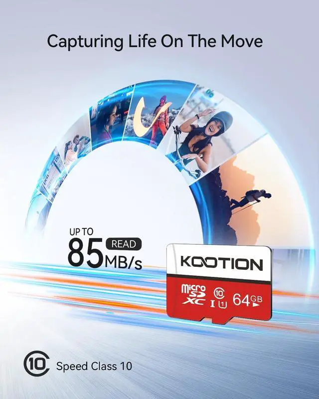 Alt view image 2 of 5 - KOOTION 64GB Micro SD Card 2 Pack, Micro SDXC Memory Card Class 10 Micro SD Cards UHS-I, C10, U1, High Speed TF Flash Card with Adapter