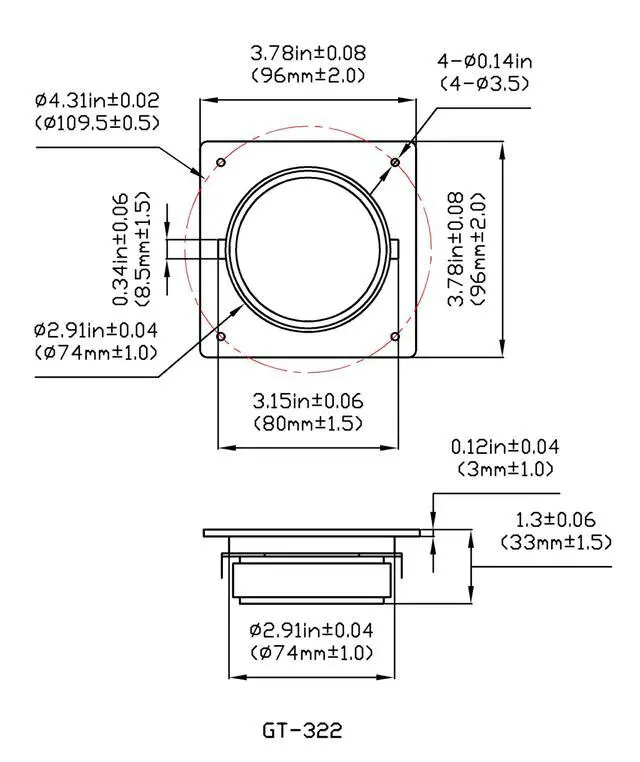 Alt view image 2 of 4 - Goldwood Sound 120 Watts 8ohm Titanium Dome Speaker Tweeter Black (GT-322)
