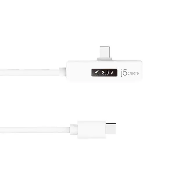 Alt view image 5 of 5 - j5create USB-C to USB-C 2.0 Right Angle Cable with Dynamic Power Meter (4ft) Support Power Delivery 2.0 with E-Marked IC Chip and OLED Display
