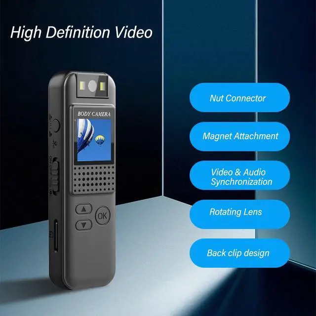 Alt view image 3 of 5 - Handheld Back Clip Camera, Body Camera Video Recorder, Sports Cam Rotatable Tiny Portable for Security Monitoring