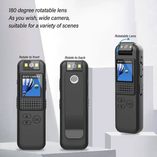 Alt view image 4 of 5 - Handheld Back Clip Camera, Body Camera Video Recorder, Sports Cam Rotatable Tiny Portable for Security Monitoring