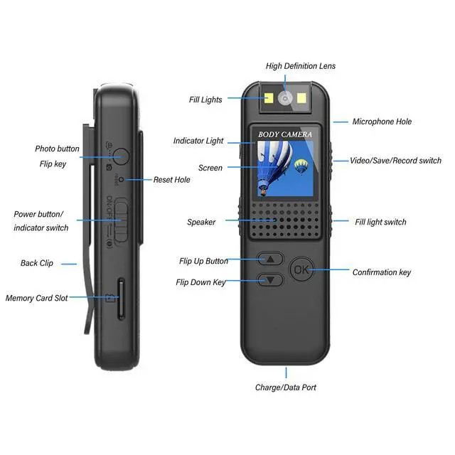Alt view image 5 of 5 - Handheld Back Clip Camera, Body Camera Video Recorder, Sports Cam Rotatable Tiny Portable for Security Monitoring