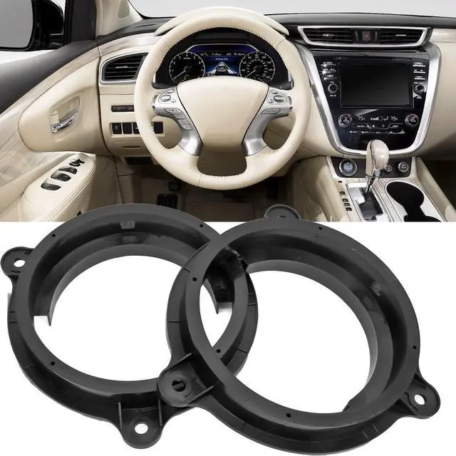 Alt view image 2 of 5 - 4pcs 6.5in Black Speaker Adapter Bracket Ring with 2 Wire Harness Replacement for Murano 20002019