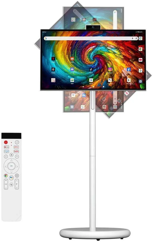 Main image of 27" Portable Smart Touchscreen Tablet TV on Wheels, Android 15 OS Mobile Smart Display with Google EDLA Certification, 6GB+128GB, Built-in Battery, 4K Camera, Wireless Casting, Rotating Rolling