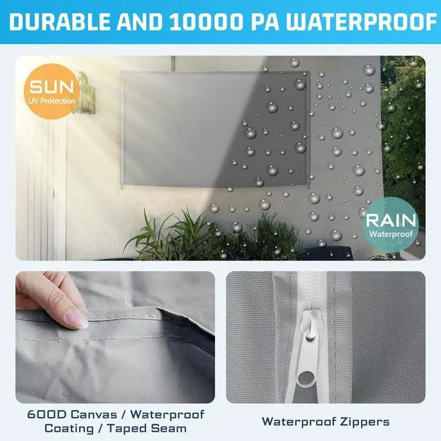 Alt view image 4 of 5 - Outdoor TV Cover 41 to 43 Inch Weatherproof, Waterproof Outside TV Covers Heavy Duty 600D Oxford TV Covers Outdoor TV Screen Protectors Shield with Zippers for Flat Screen Outdoor TVs