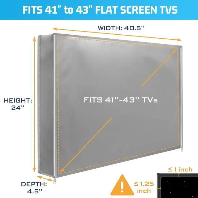 Alt view image 5 of 5 - Outdoor TV Cover 41 to 43 Inch Weatherproof, Waterproof Outside TV Covers Heavy Duty 600D Oxford TV Covers Outdoor TV Screen Protectors Shield with Zippers for Flat Screen Outdoor TVs