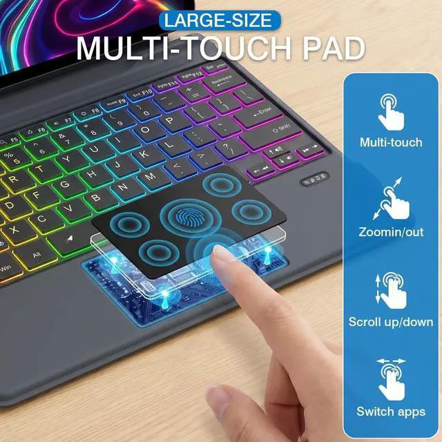 Alt view image 5 of 5 - K19M Wireless Keyboard,OEM Replacement Palmrest Keyboard,for Dell Latitude 2-in-1 7320 7310 7200 7210 Detachable Tablet,Bluetooth 5.3 Connection,Magnetic Hinge, 7-Color LED Backlit Keys,Mult