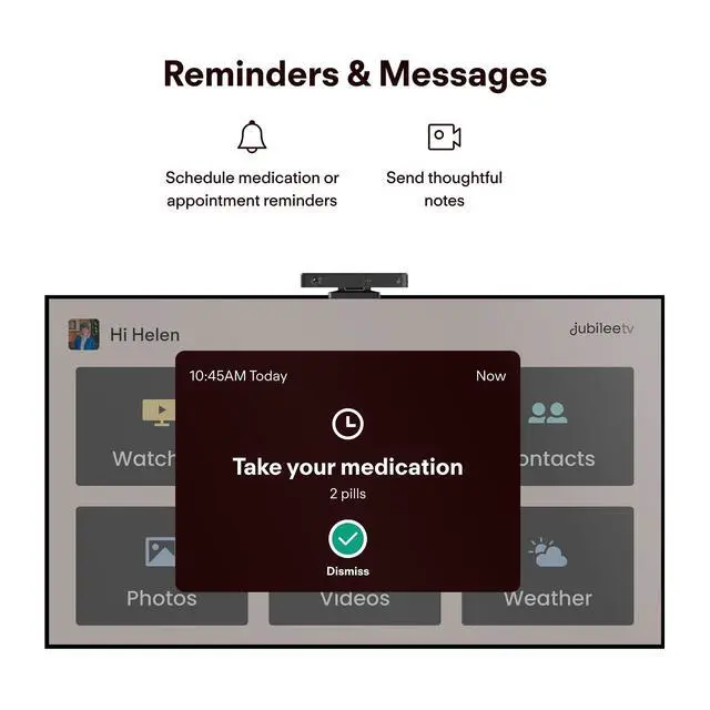 Alt view image 5 of 5 - JubileeTV Remote Care System for Seniors Stay Connected Through Their TV ^^ Control TV Remotely from Your Phone ^^ Video Calls, Reminders & Monitoring ^^ Simple Setup + Voice Remote