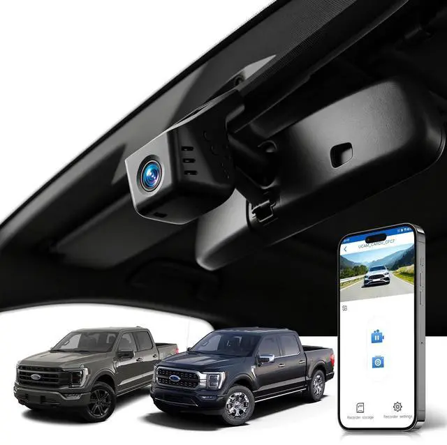 Main image of 4K Dash Cam for Ford F150/F250 2021-2025 Raptor Lariat Limited King Ranch, OEM Style Front Camera 64GB SD Night Vision Loop Recording G-Sensor App Playback