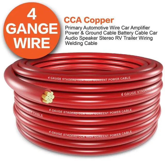 Alt view image 3 of 5 - 4 Gauge Wire (25ft Each - Red/Black) Copper Clad Aluminum CCA - Primary Automotive Wire,Car Amplifier Power & Ground Cable, 20PCS Lugs Terminal Connectors,20PCS 3:1 Heat Shrink Tubing