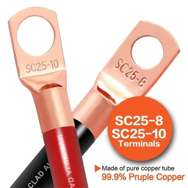 Alt view image 4 of 5 - 4 Gauge Wire (25ft Each - Red/Black) Copper Clad Aluminum CCA - Primary Automotive Wire,Car Amplifier Power & Ground Cable, 20PCS Lugs Terminal Connectors,20PCS 3:1 Heat Shrink Tubing