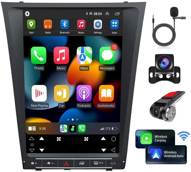 Main image of Car Radio Stereo for Lexus GS GS300 GS350 GS400 2004-2011 Replacement Carplay Android Auto 12.8 Inch Vertical Touch Screen Upgrade Tesla Style Audio with DSP in Dash Headunit Multimedia Player
