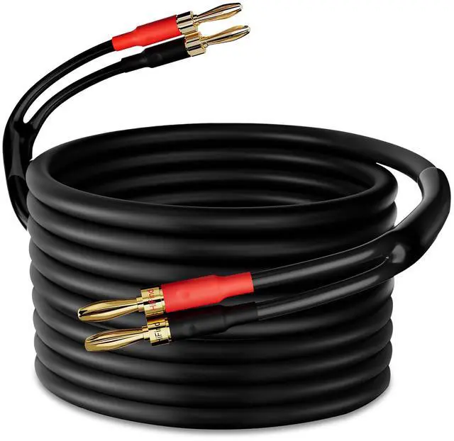 Main image of HiFind Speaker Cable Wire 40 Ft with Gold-Plated Banana Tip Plugs-UL CL3 Rated-Indoor&Outdoor&in Wall-Flexible-16 AWG Gauge Tinned Copper for Bi-Wire Bi-Amp HiFi Surround Sound-Black