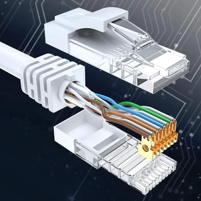 Alt view image 4 of 5 - Maximm Cat 6 Ethernet Cable, 15 Ft, White, Round LAN Patch Cable, RJ45-24 Pack