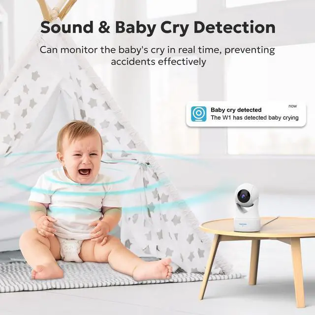 Alt view image 5 of 5 - owltron Indoor Security Camera 2K, 360 Cameras for Home Security with Motion Detection, 2.4G WiFi for Baby/Pet/Nanny/Camara with Night Vision, Siren Alarm & 2-Way Audio, Compatible with Alexa