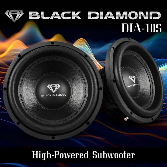 Alt view image 2 of 5 - BLACK DIAMOND DIA-10S 10" Car Subwoofer 220W RMS, 4-Ohm Single Voice Coil, Deep Bass, High-Performance Steel Basket & Foam Surround - Single