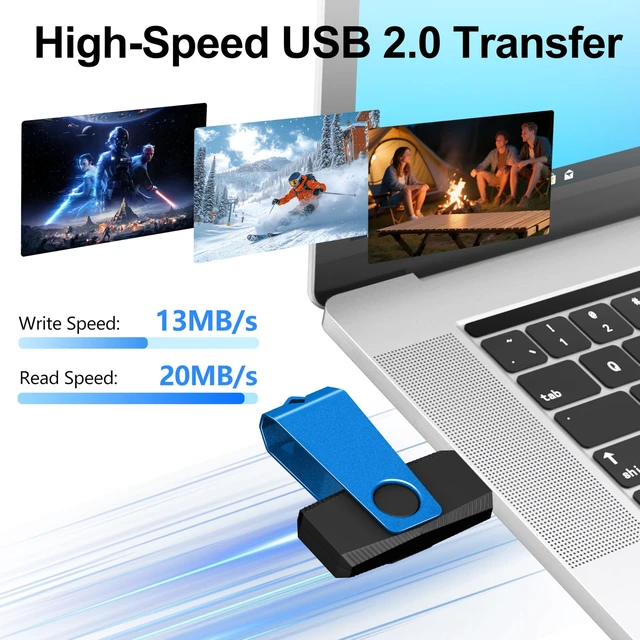 Alt view image 2 of 5 - 8GB FAT32 USB Flash Drive 20 Pack TEWENE Bulk USB 2.0 Thumb Drives - Blue