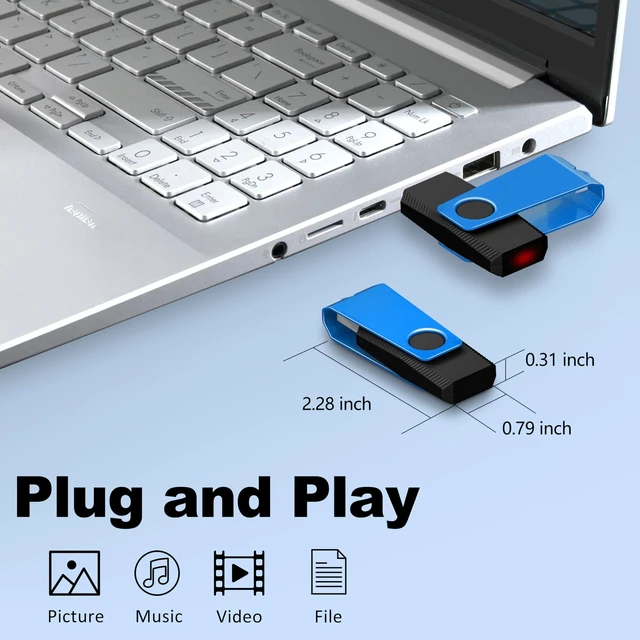 Alt view image 5 of 5 - 8GB FAT32 USB Flash Drive 20 Pack TEWENE Bulk USB 2.0 Thumb Drives - Blue
