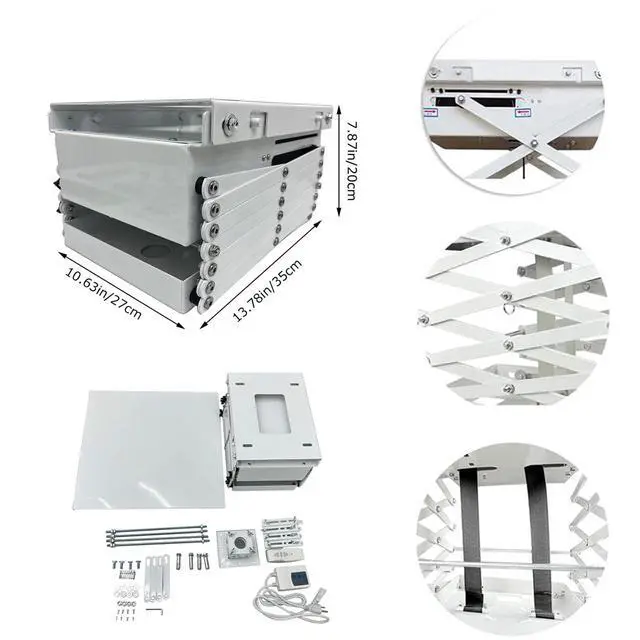 Alt view image 2 of 5 - PreAsion Electric 110V Projector Mount Ceiling Hidden Projector Mount with Wireless Remote Control 22LB Max Load for Cinema Church Running Distance 59In