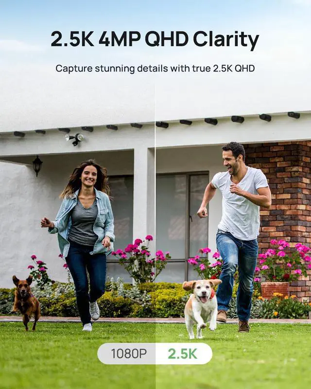 Alt view image 2 of 5 - Anona Lucio 2.5K Security Camera Outdoor Battery Wireless with Solar Powered, Color Night Vision & 138 FOV, Multi-Object Detection, No Hub Needed, Two-Way Audio, IP67, 2 Pack