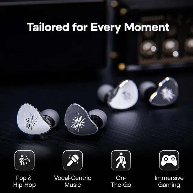 Alt view image 5 of 5 - HIFIXAUDIO Kiwi Ears Belle in-Ear Monitor, 10mm DLC Diaphragm Driver Earphone, HiFi Wired Earbuds with Detachable Silver-Plated 2-Pin Cable for Audiophile Gaming (Without Mic, Silver)