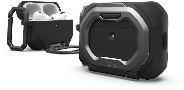 Main image of URBAN ARMOR GEAR UAG Designed for AirPods Pro 3rd Gen Case - Built-in Phone Stand Detachable Carabiner Clip Rugged Military Grade Drop Proof Protective Cover, Monarch Black/Silver