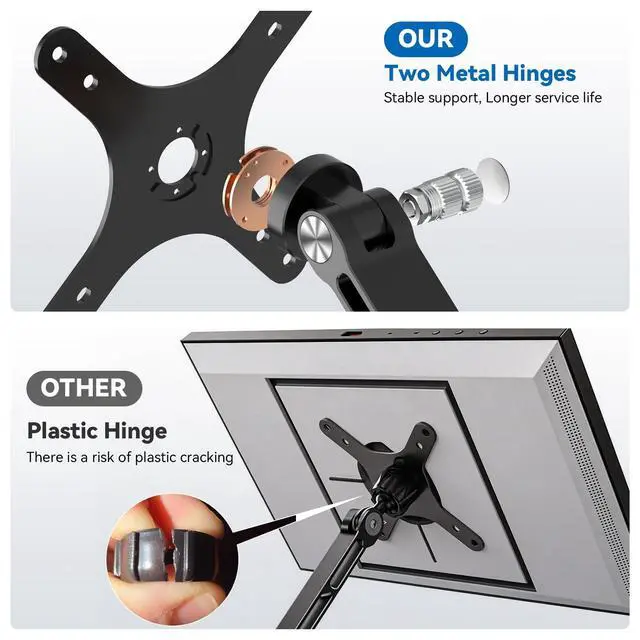 Alt view image 4 of 5 - YCNEW Portable Monitor Stand VESA Mount, Tilt & Rotation Joints Use Metal Hinges, Foldable Aluminum Desk Mount for 13-18.5 Inch & up to 5.5 lbs Small Monitors, Suitable for Home Office Travel (Black)