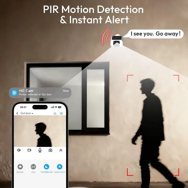 Alt view image 4 of 5 - Solar Security Cameras Wireless Outdoor 2.4G&5G, 2.5K WiFi Outdoor Cameras for Home Security with Embedded Solar Panel, AI Motion Detection & Siren Alarm, Color Night Vision, 2-Way Talk, Waterp