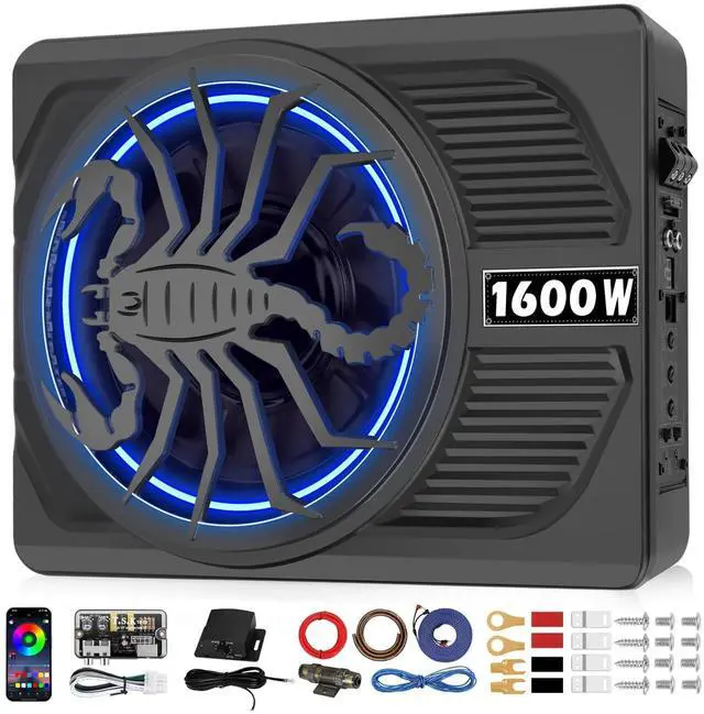 Main image of SUBPULSIX 2026 Upgraded 1600W Slim Underseat Car Subwoofer and Amp Package with RGB Beat-Synced Light, Individual Control for Low Pass/Gain/Boost Bass, Clean Deep Bass Perfect for Truck/SUV/Jeep/MPV
