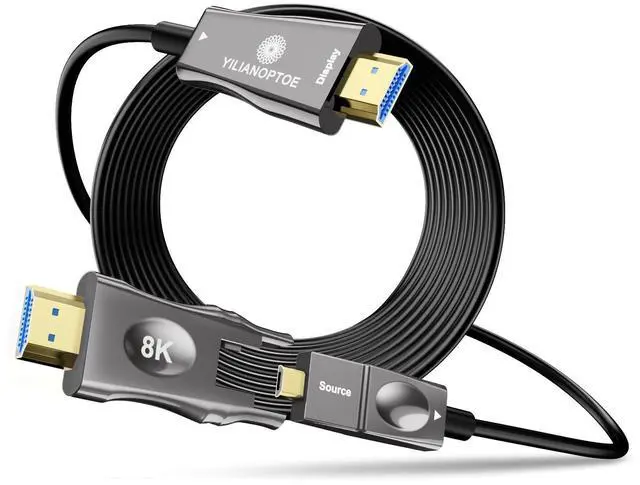 Main image of YilianOptoe 8K Detachable Fiber Optic HDMI Cable 33ft,Long HDMI 2.1 Cable,Ultra High Speed Fiber HDMI Cord,48Gbps,8K@60Hz 4K@120Hz, for PS4/PS5, Xbox X/S, Monitor,Projector in Wall Wiring