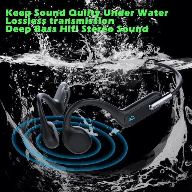 Alt view image 3 of 5 - AYI Professional Swim Headphones True Bone Conduction Open Ear Headset Underwater MP3 Player Built-in 32G Memory IP68 Waterproof Bluetooth Earphone for Driving Bicycling Running Skiing-X6 Black