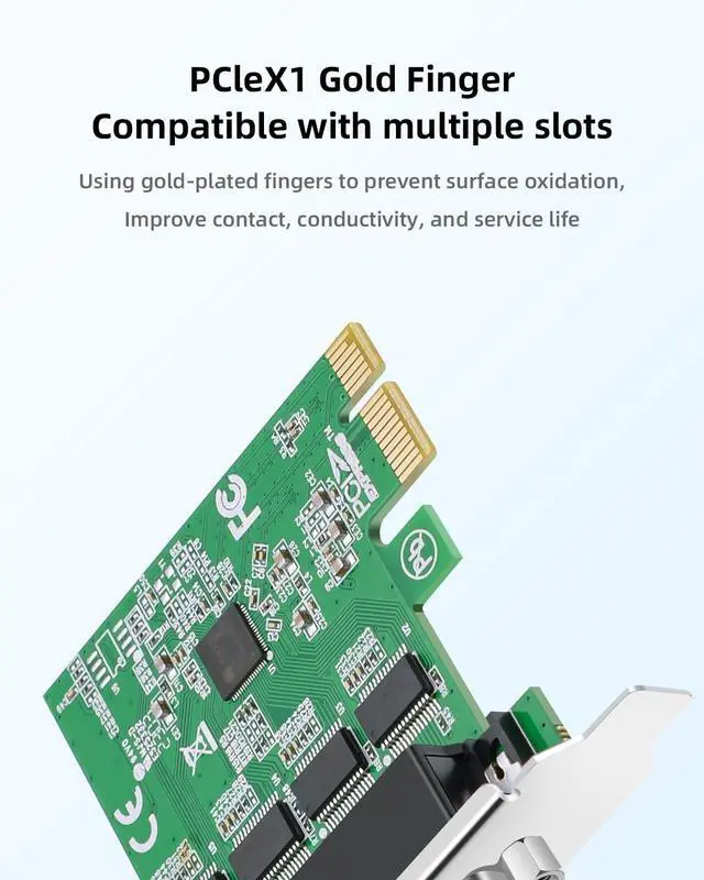 Alt view image 4 of 5 - Buacoz PCIe to 4 Port RS232 Serial Expansion Card - 9-Pin DB9 COM Port Adapter for Industrial PCs, 4X RS232 Ports Converter with Plug and Play, Support Windows/Linux