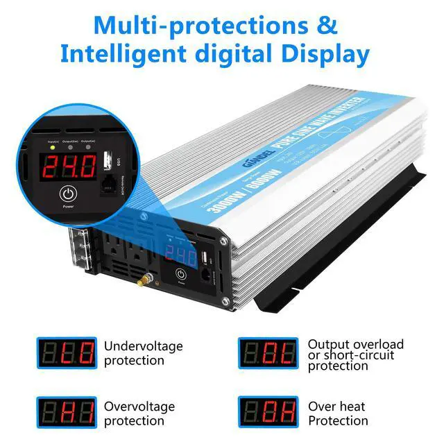 Alt view image 3 of 5 - 24V Pure Sine Wave Power Inverter 3000Watt DC 24V to AC120V ETL UL458 Listed with 30 Amps Hardwire Terminal Blocks and 30 Ft Wired Remote Contro for Truck