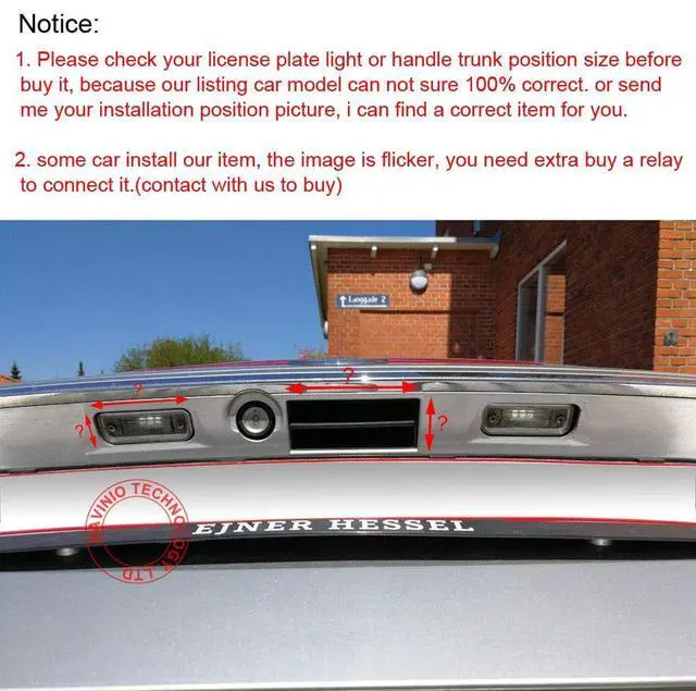 Alt view image 4 of 5 - Backup Camera for Car, Waterproof Rear-View License Plate Car Rear Reverse Parking Camera for Hyudai Genesis/Jeep Chrysler 300/300c/300M/Sebring/Grand Voyager SRT8
