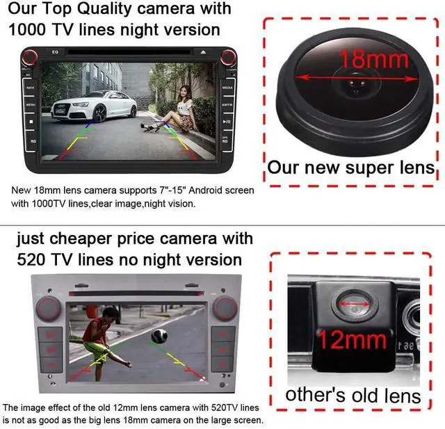 Alt view image 3 of 5 - Backup Camera for Car, Waterproof Rear-View License Plate Car Rear Reverse Parking Camera for Hyudai Genesis/Jeep Chrysler 300/300c/300M/Sebring/Grand Voyager SRT8