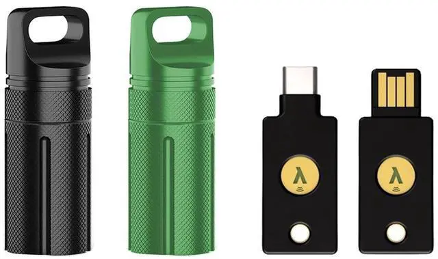 Main image of 2PCS Upgrade Secure Portable Protector Case,Fully Compatible with YubiKey 5/5C NFC,Waterproof and Shockproof Cryptocurrency Cold Wallet Security Case(Black+Green)