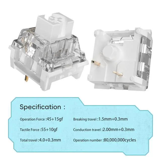 Alt view image 2 of 5 - Zhouwang 90pcs Clickers for 3D Prints White Shark Keyboard Clicky Switch