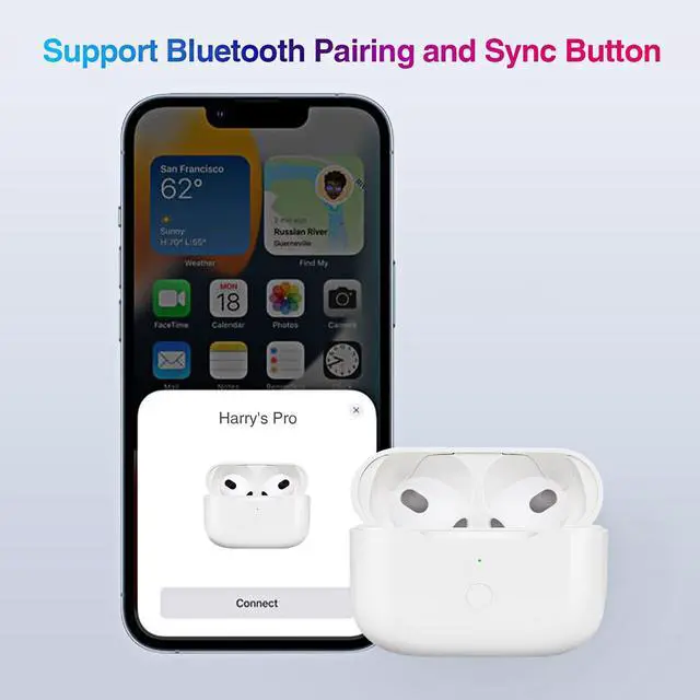 Alt view image 2 of 5 - BRABURG Wireless Charging Case Replacement Compatible with AirPods Pro 1st & 2nd Generation, Charger Case with Sync Button, Lightnting Charging Port