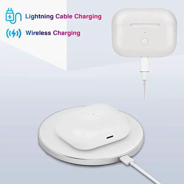 Alt view image 4 of 5 - BRABURG Wireless Charging Case Replacement Compatible with AirPods Pro 1st & 2nd Generation, Charger Case with Sync Button, Lightnting Charging Port