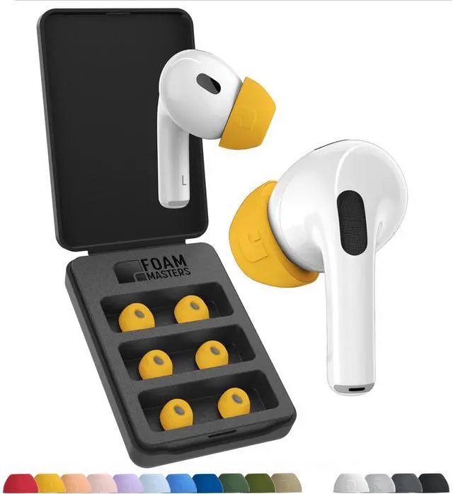 Main image of Foam Masters Ultra-Premium Memory Foam Ear Tips for AirPods Pro 1st & 2nd Gen ^^ 3 Pairs ^^ New Ver. ^^ Secure Fit ^^ Super Comfort ^^ Better Noise Cancel ^^ Replacement Buds (Small, Orange)