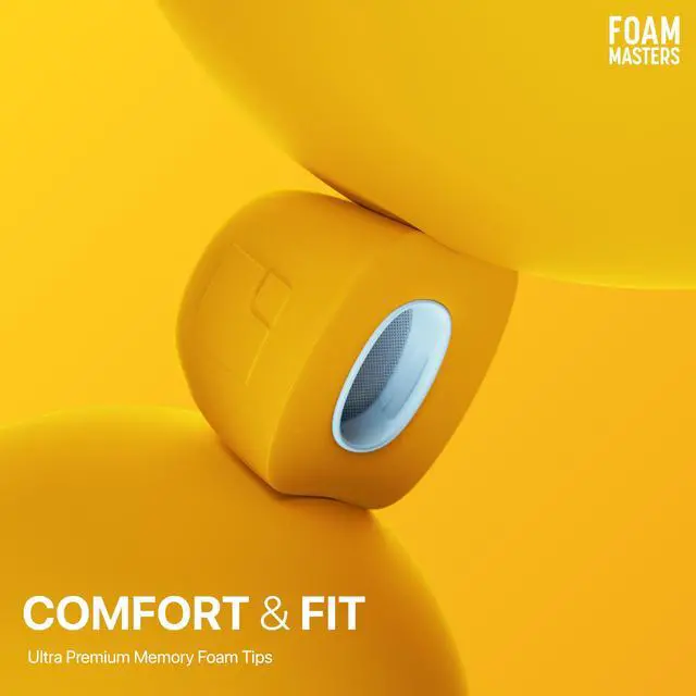 Alt view image 4 of 5 - Foam Masters Ultra-Premium Memory Foam Ear Tips for AirPods Pro 1st & 2nd Gen ^^ 3 Pairs ^^ New Ver. ^^ Secure Fit ^^ Super Comfort ^^ Better Noise Cancel ^^ Replacement Buds (Small, Orange)