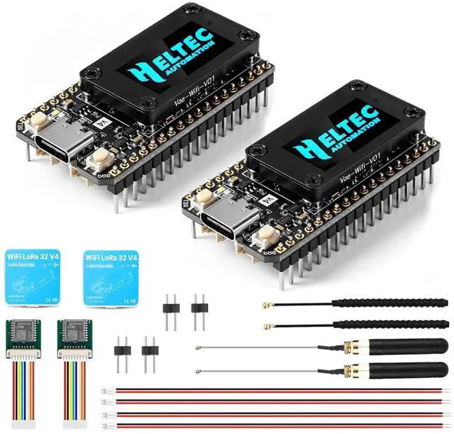 Main image of 2 Sets WiFi LoRa 32 V4 ESP32 Development Board with OLED Display, GPS Module, 27dBm SX1262 Chip, 868 MHz Antenna, Compatible with Arduino IDE for IoT & LoRaWAN Projects