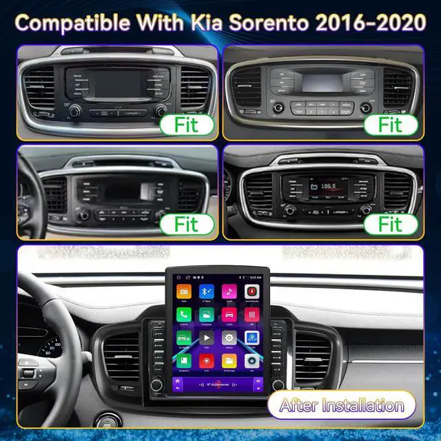 Alt view image 2 of 5 - Android 14 Car Stereo Radio Head Unit Compatible with Kia Sorento 2016 2017 2018 2019 2020 9.7" Touch Screen Audio Receiver with CarPlay & Android Auto GPS WiFi Buletooth Back Camera FM GPS 2+64G